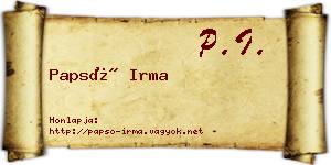 Papsó Irma névjegykártya